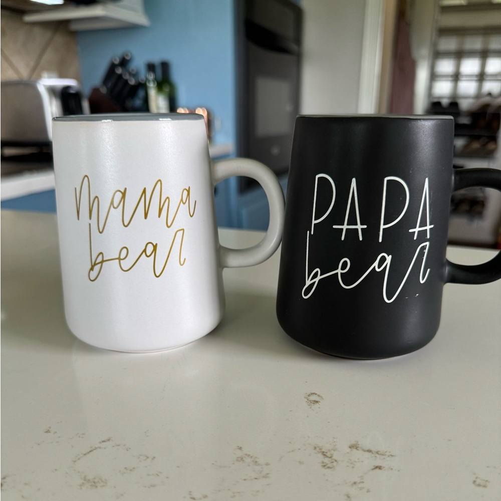 Mama Bear + Papa Bear coffee mug set